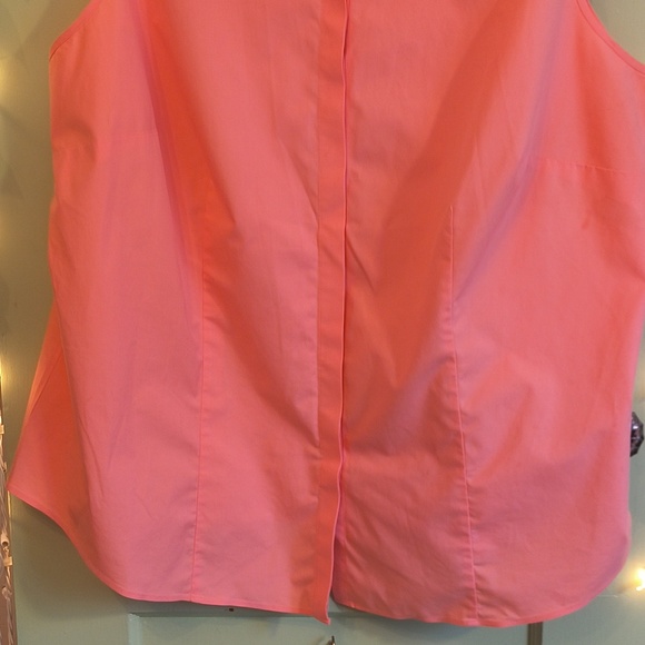 Women's Talbots Coral Sleeveless Hidden Button Up Wrinkle Resistant Blouse 18W - Picture 6 of 8